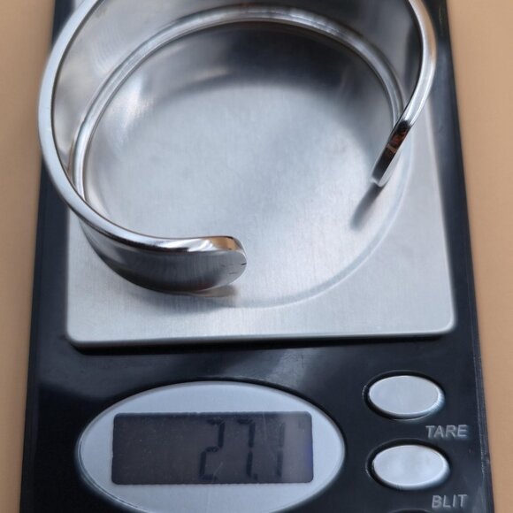 6 Inch Sterling Silver Solid Bright Wide Heavy Cuff Bracelet B572 - Picture 6 of 6